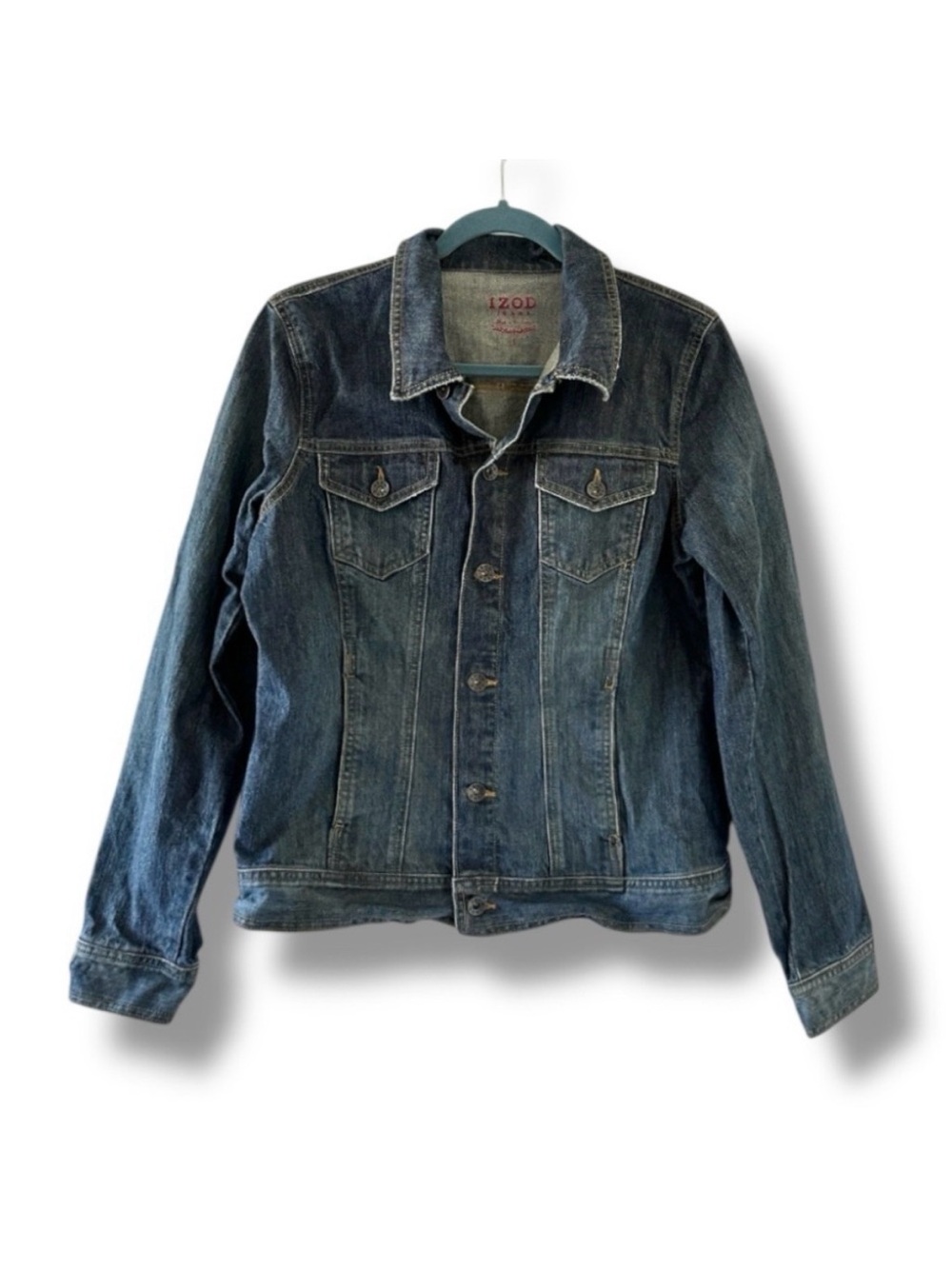 Y2K IZOD Blue Jean Trucker Denim Jacket Women's Size Large Classic Fall School